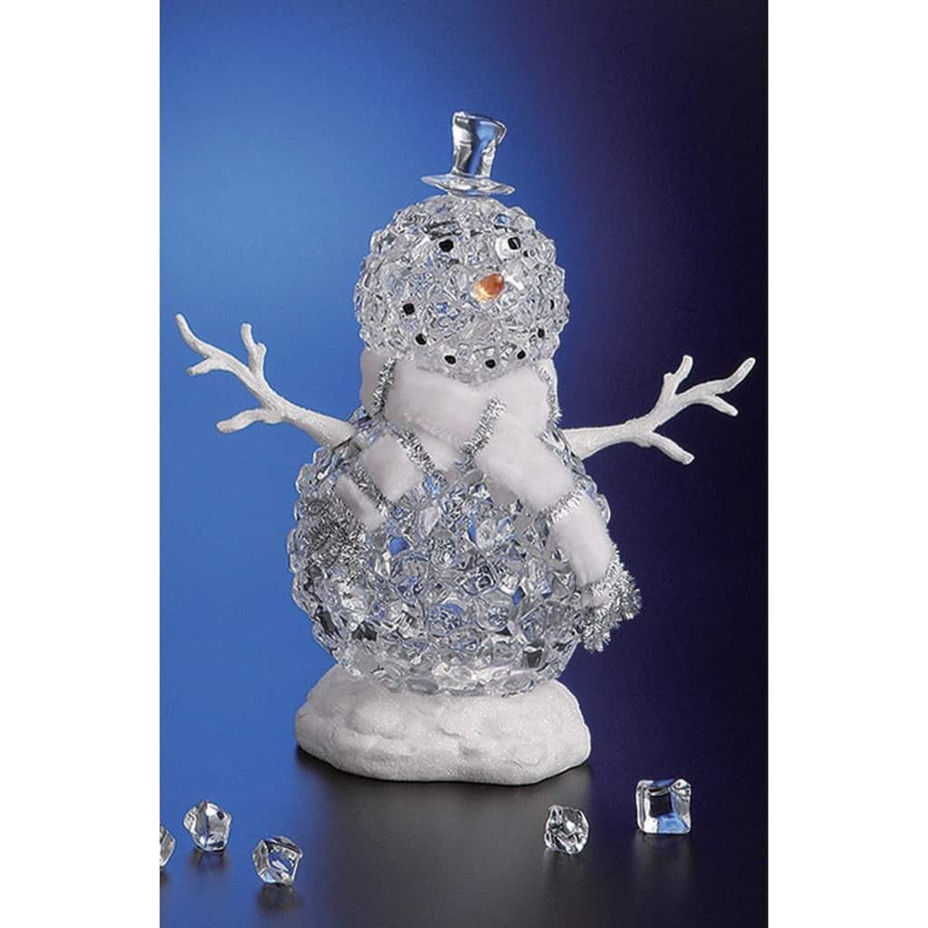 2 Icy Crystal Illuminated Christmas Ice Cube Snowman Figures 12.5"