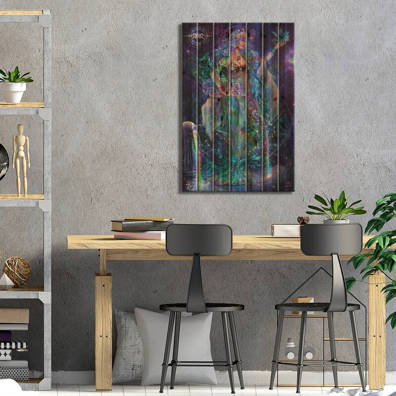Aquarius Print On Wood by Jumbie - Multi-Color