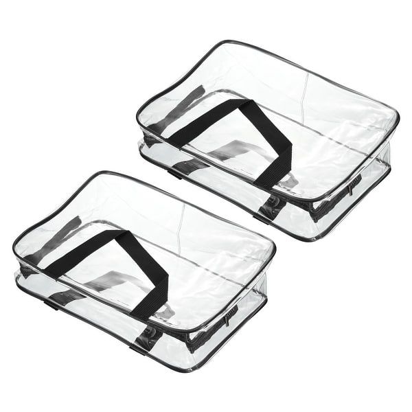 slide 2 of 9, 2Pcs Clear Toiletry Bag Makeup Pouch with Zipper Handle - 11.8x3.9x8.7"