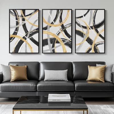 Black & White Abstract Wall Art, 3 Piece Canvas Art Prints