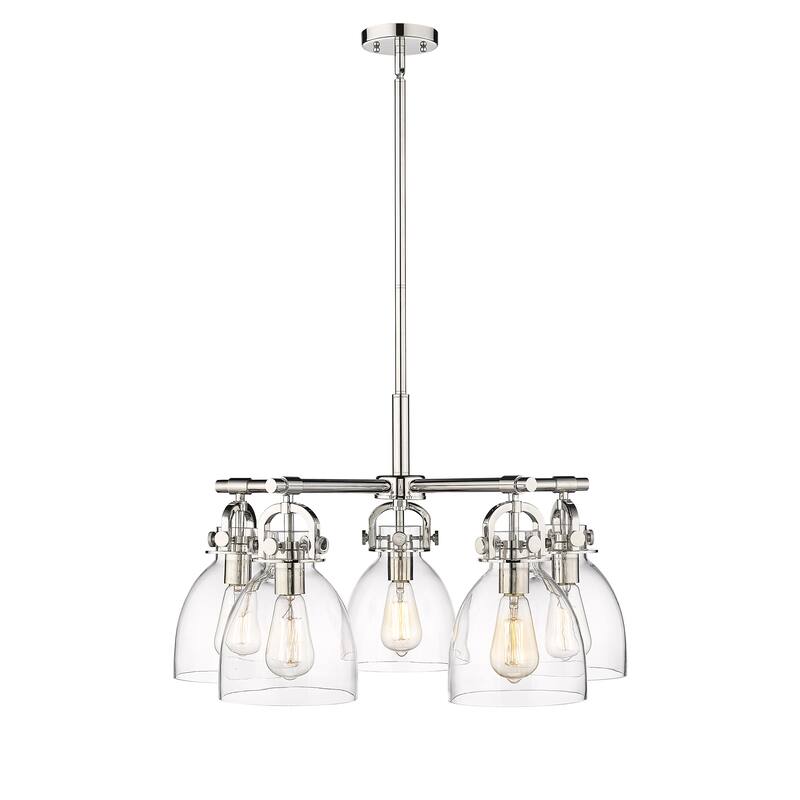 Innovations Lighting Newton Bell - 5 Light 7" Stem Hung Chandelier