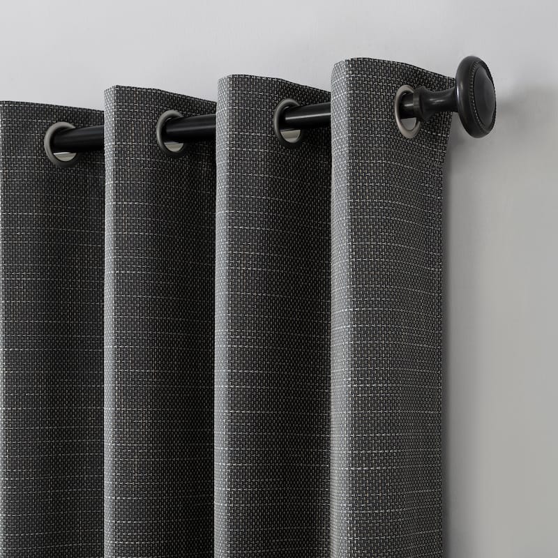 Sun Zero Kline Burlap Weave Thermal Extreme Total Blackout Grommet Curtain Panel, Single Panel