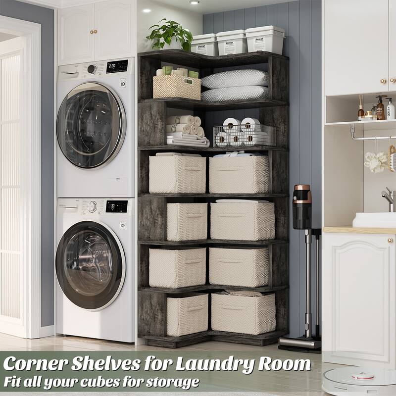 6-Tier Corner Bookcase, Freestanding Display Storage Book Shelf