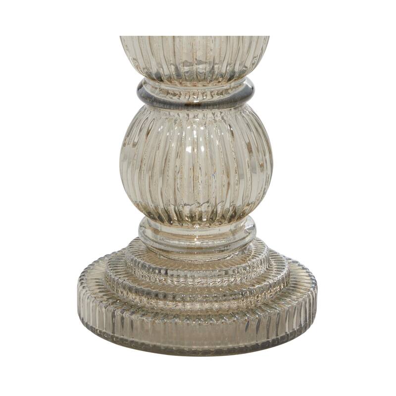 Gray Glass Handmade Turned Style Pillar Decorative Candle Holder (Set of 3)