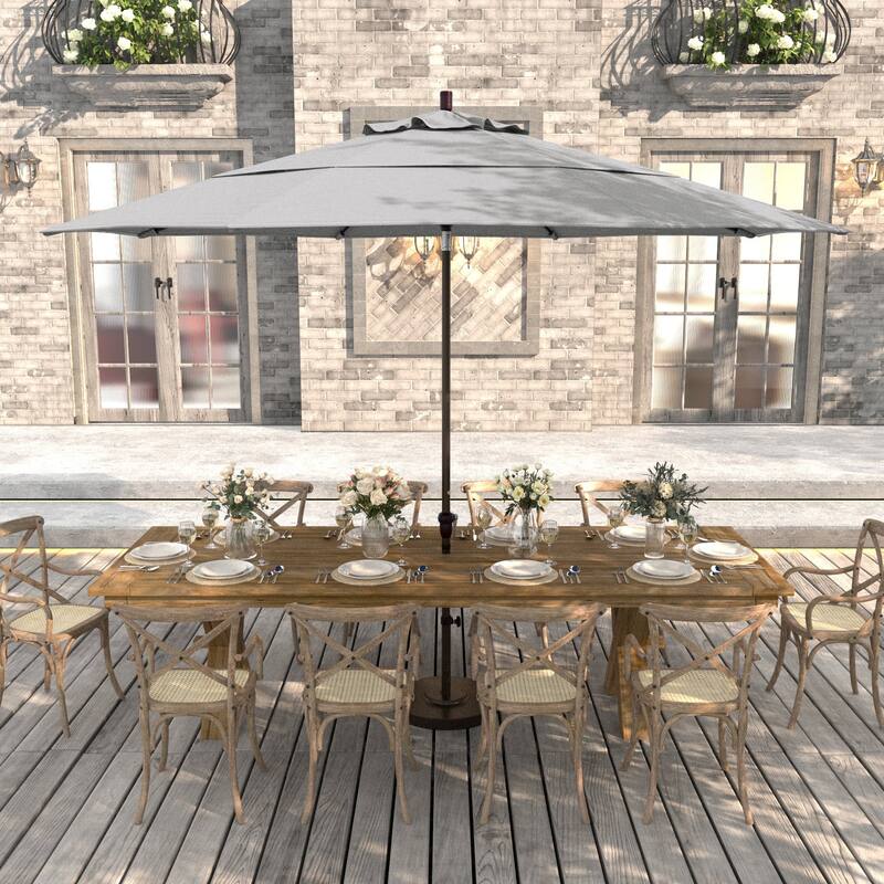 California Umbrella 11' Rd Sunset Series Patio Umbrella Bronze Aluminum Frame Crank Lift Auto Tilt Sunbrella - Granite