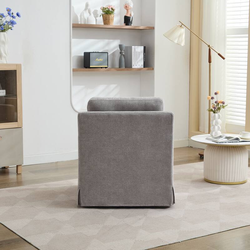 29.92'' Swivel Accent Chair, Upholstered Skirted Swivel Chair with Removable Back Cushion, 360 Degree Comfy Armchair