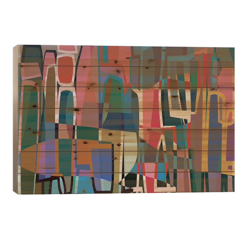 Colored Pieces XIII Print On Wood by Angel Estevez - Multi-Color - 18x26x1.5