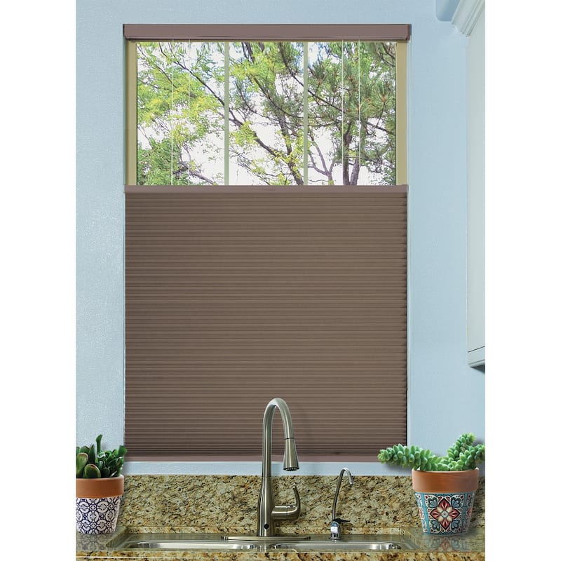 BlindsAvenue Cordless Top Down/Bottom Up Blackout Cellular Honeycomb Shade, 9/16" Single Cell, Warm Cocoa