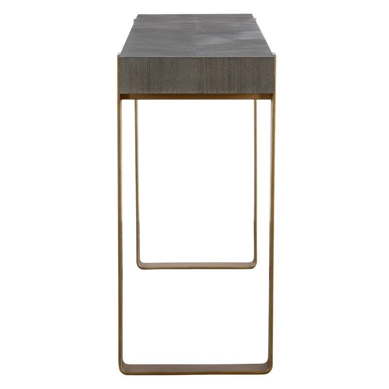 Rectangular Console Table with Strap Legs - 60" - Gray and Gold