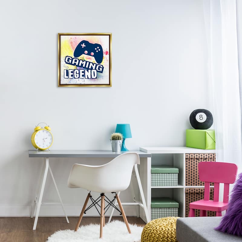 Stupell Gaming Legend Modern Splatter Framed Floater Canvas Wall Art Design By Marcus Prime