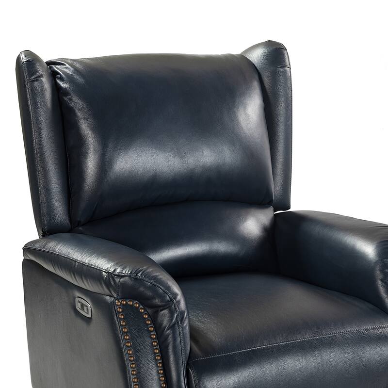 Eliseo Genuine Leather Power Recliner with USB Port and Wingback Design