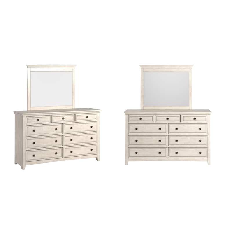 Varenna 9-Drawer Wood Modular Storage Dresser - Antique White Dresser WITH Mirror
