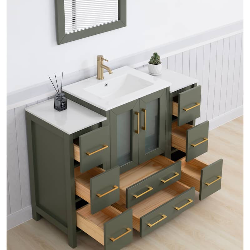 Vanity Art 48 in. Single Sink Bathroom Vanity with Top and Mirror - 48 X 18.1 X 35.8
