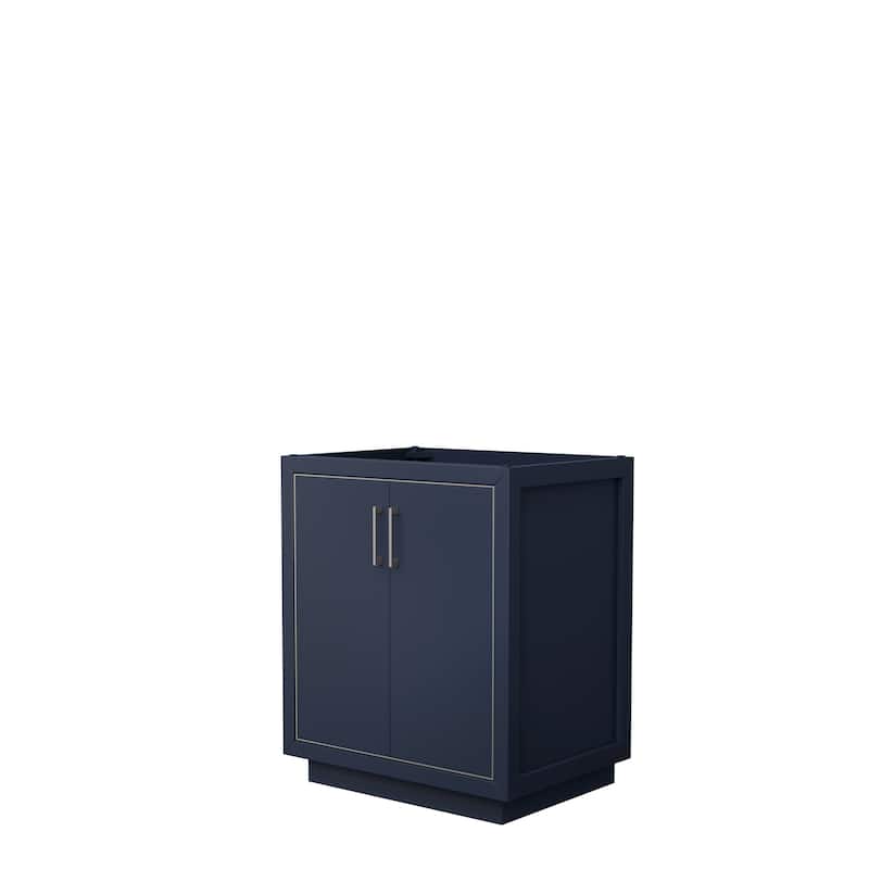 Icon Single Bathroom Vanity Cabinet, No Mirror - 30-Inch Single - Dark Blue, Brushed Nickel Trim, No Top