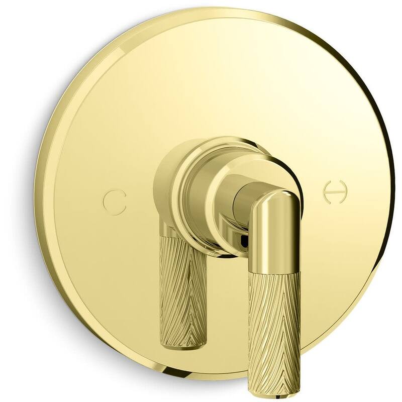 Kallista Pinna Paletta Single Function Thermostatic Valve Trim Only - Unlacquered Brass with Unlacquered Brass Accents