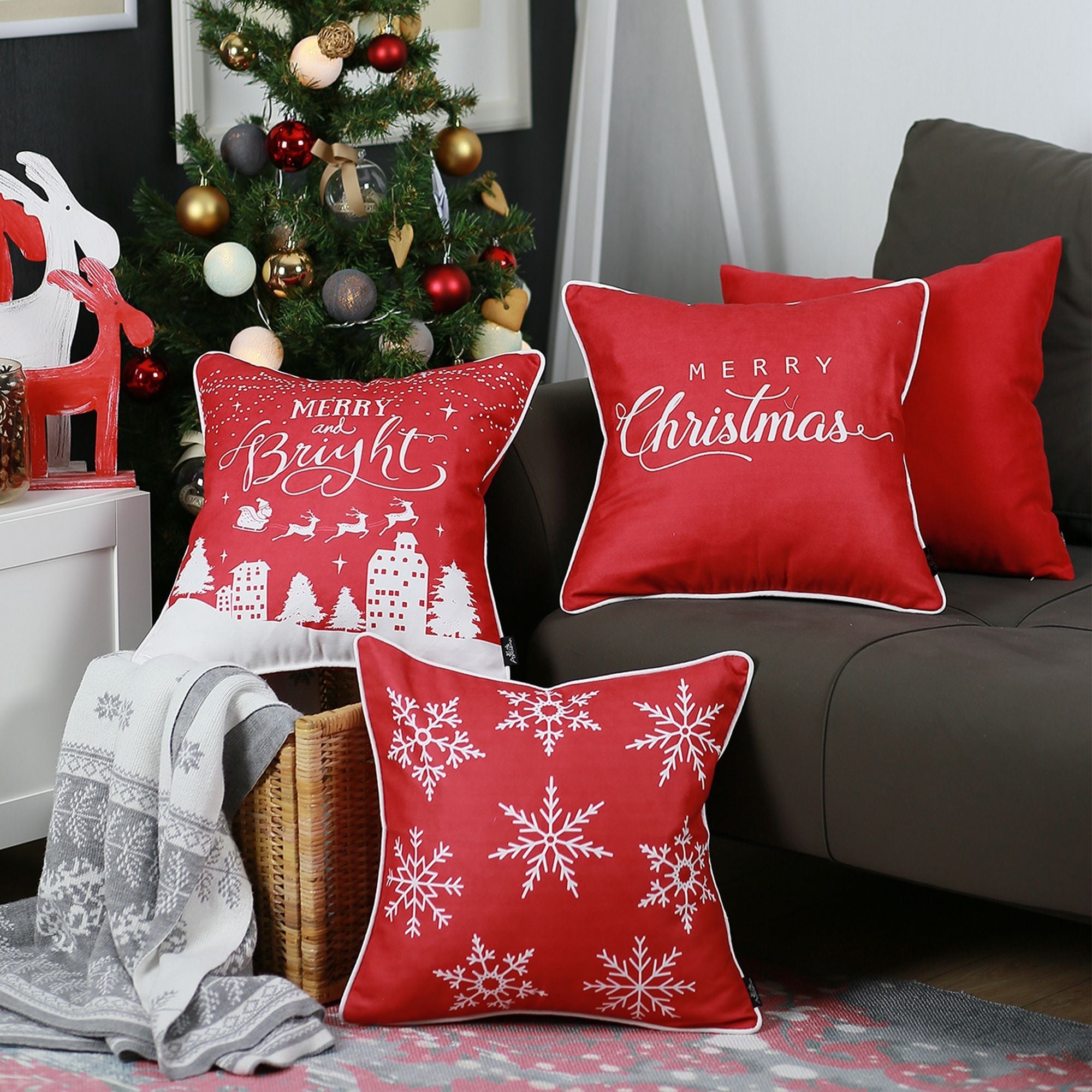 Christmas Pillow & Insert Merry Bright Sofa Pillow Red 