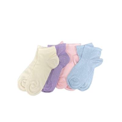Womens Rayon Socks Low Cut Quarter Scalloped Edge Pastel Colors
