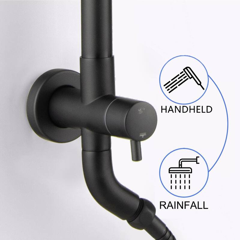 PROOX Matte Black Stainless Steel Wall Mount Dual Bathroom Shower Faucet Showerhead with Handheld Shower Valve Included