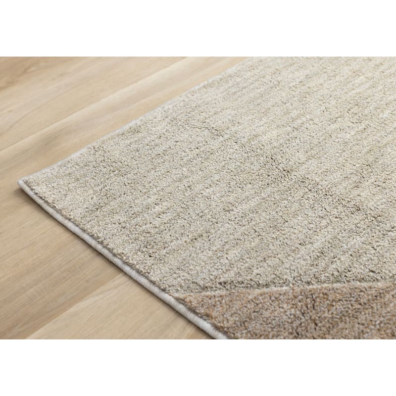 Cream Grey Beige Geometric Area Rug, 5'3" x 7'7"