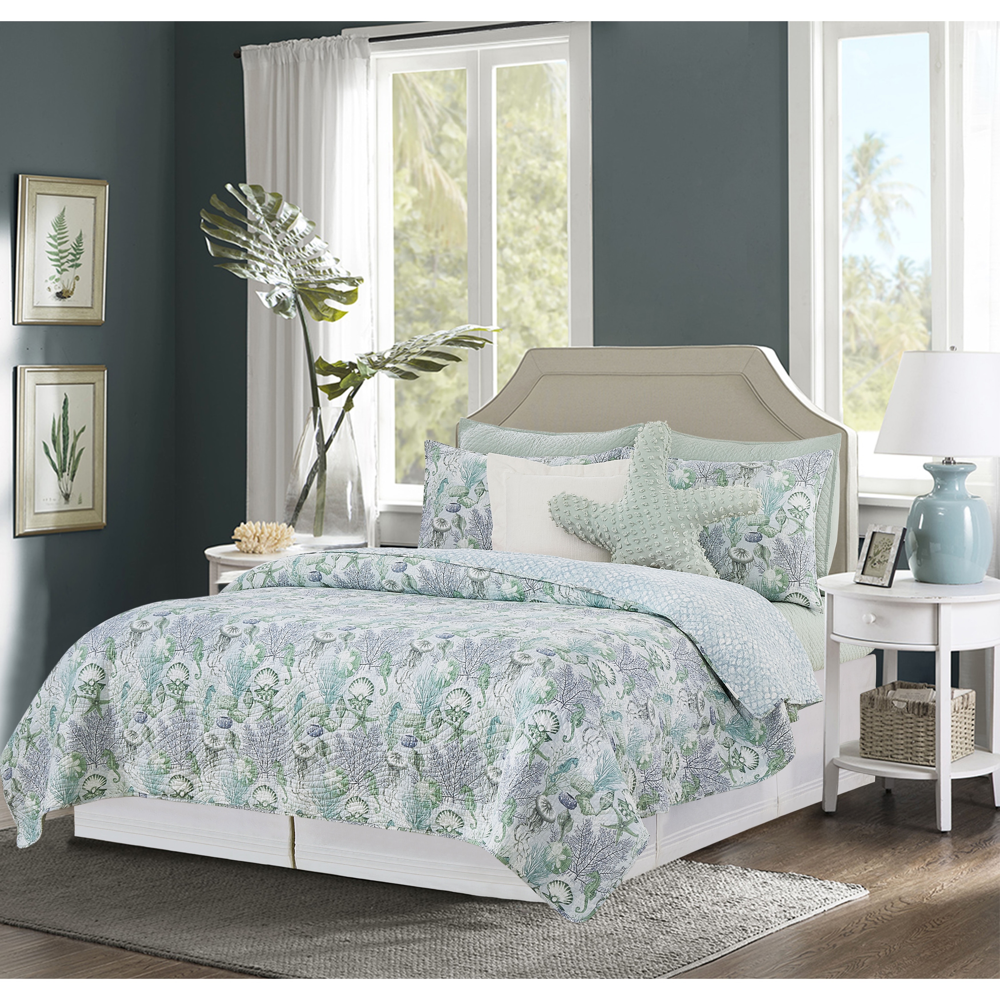 Shoreline Waters Cotton Coastal Quilt Set