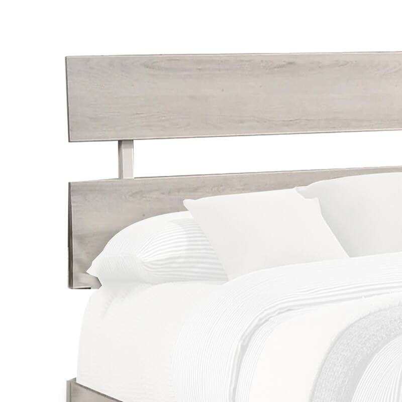 Cuzzy Twin Platform Bed with Panel Headboard, Low Profile White Wood