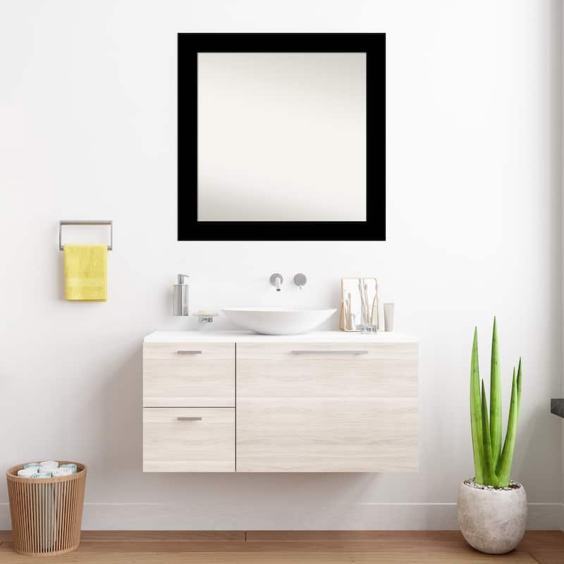 Basic Non-Beveled Wood Framed Bathroom Vanity Wall Mirror