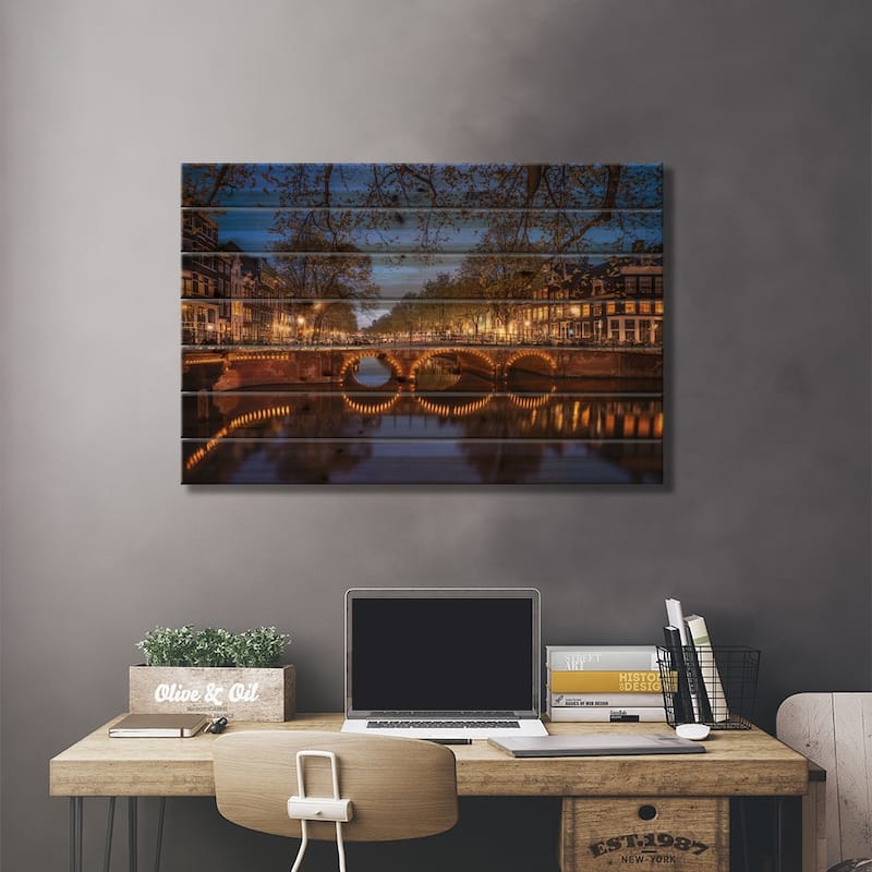 Amsterdam Lights, Amsterdam, The Netherlands Print On Wood by Jim Nilsen - Multi-Color