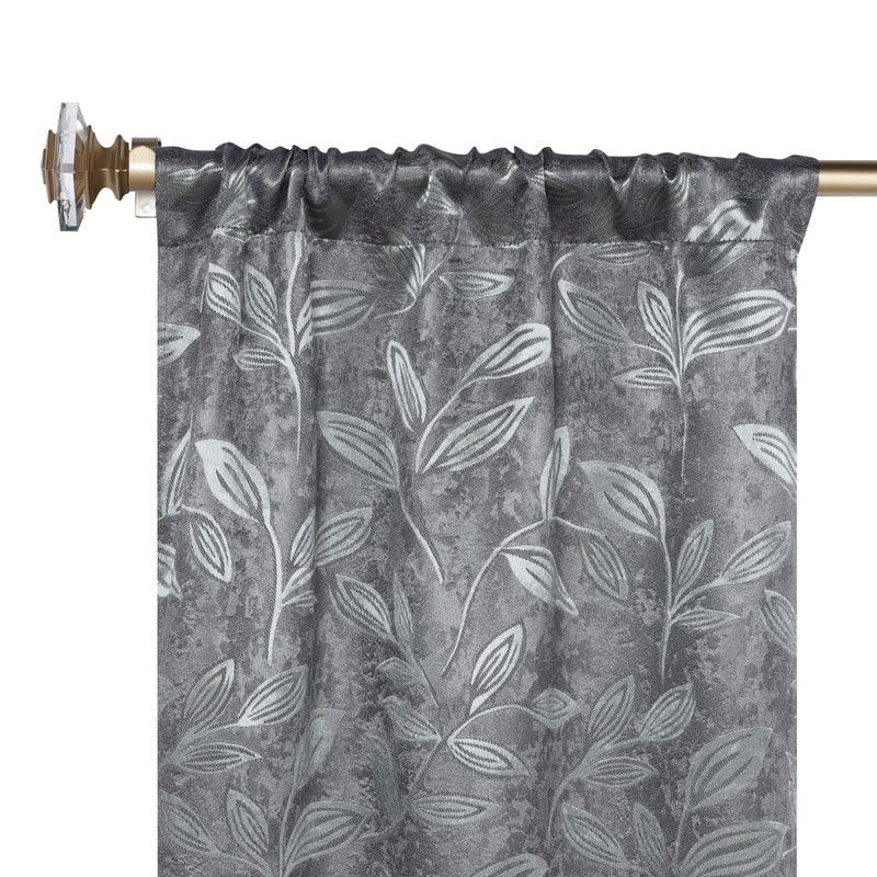Superior Modern Bohemian Leaves Room Darkening Curtains with Grommets
