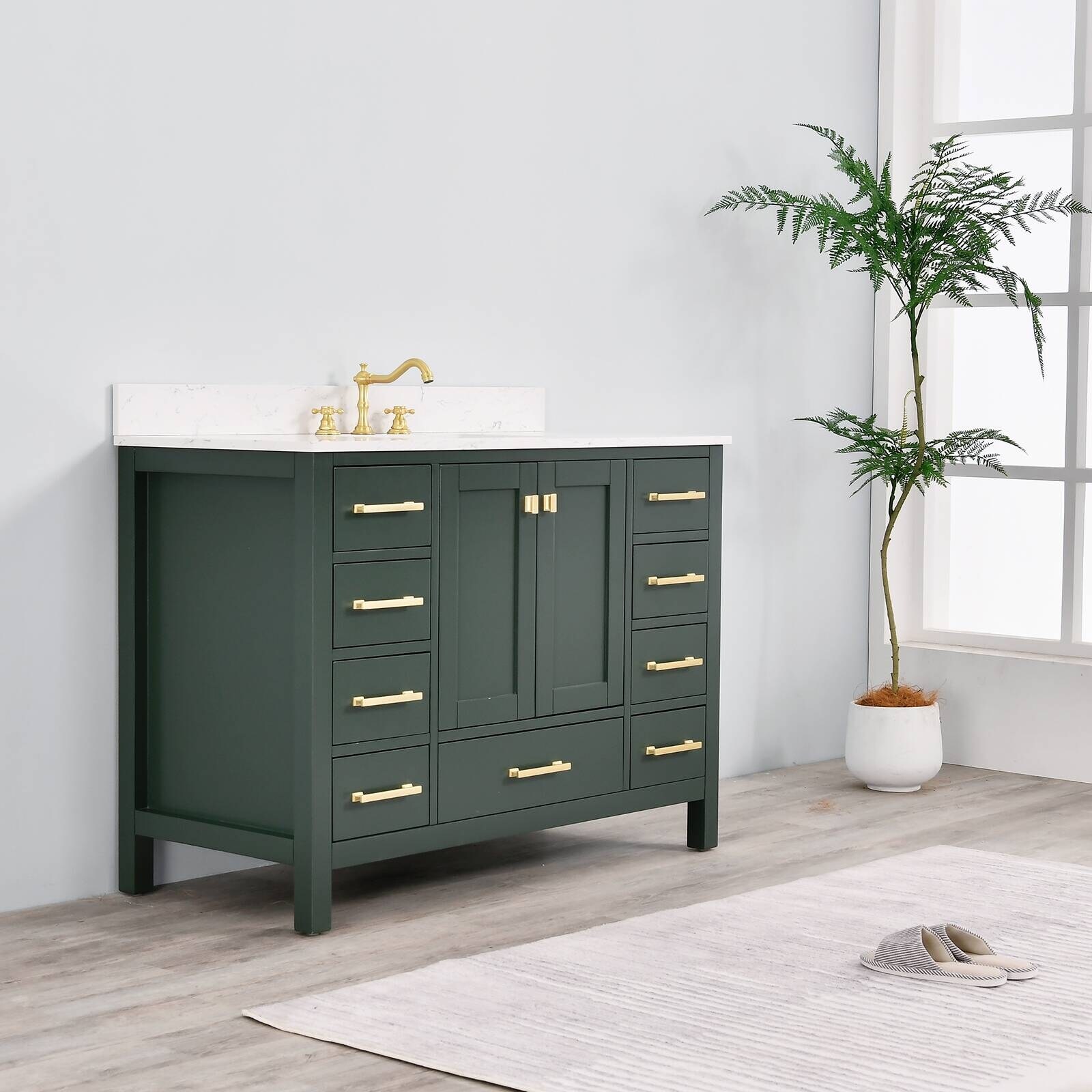 Prismora 48 in. Juniper Green Vanity with Countertop