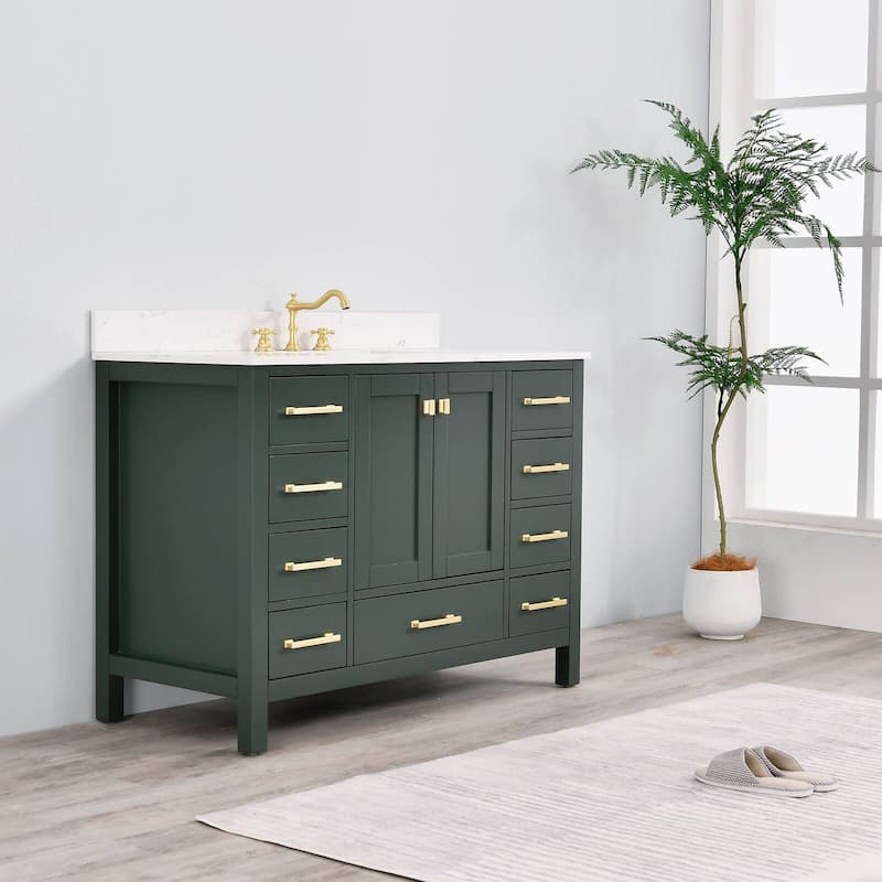 Prismora 48 in. Juniper Green Vanity with Countertop & Splash, Single Sink