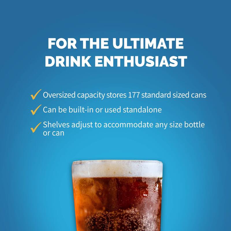 Newair 24" Built-in 177 Can Beverage Fridge in Stainless Steel with Precision Temperature Controls, Adjustable Shelves,