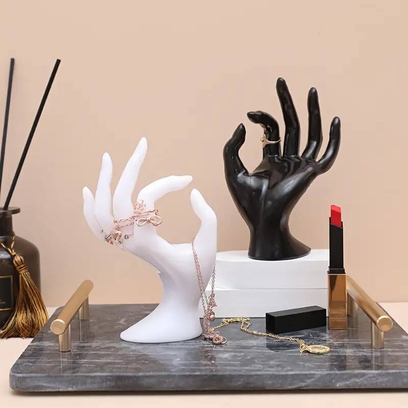 Curata Ok Hand Table Top Sculpture - Black or White - Jewelry Display