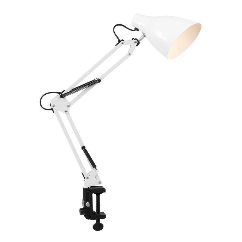 Hugo 28.5" Classic Industrial Adjustable Articulated Clamp-On LED Task Lamp, by JONATHAN Y - White