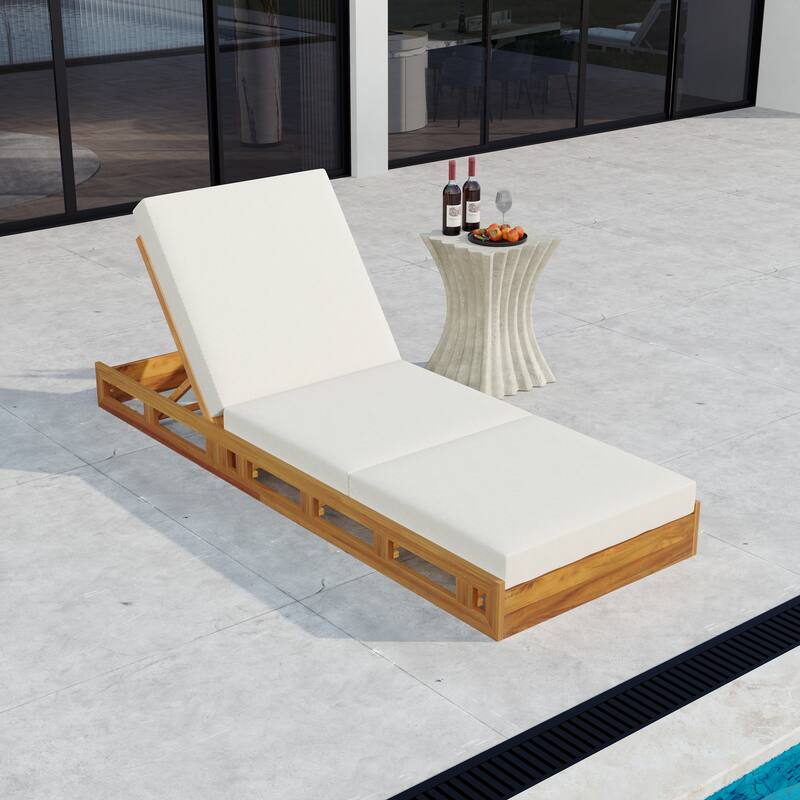 Outdoor Patio Chaise Lounge Chairs Adjustable Backrest Lounge Chairs with Water-repellent Cushions for Poolside Balcony Garden