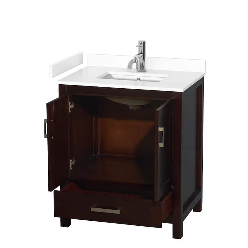 Wyndham Collection Sheffield 30" Single Bathroom Vanity, Carrara