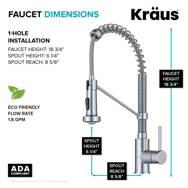 Kraus Bolden 2-Function 1-Handle Commercial Pulldown Kitchen Faucet