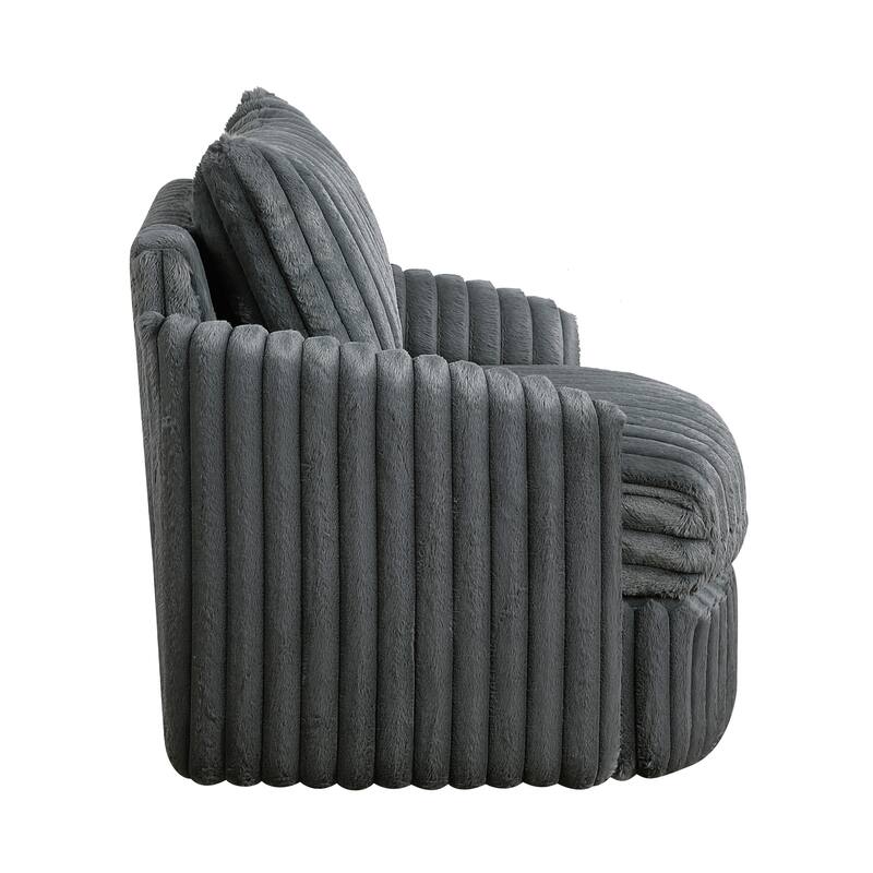 Genor 38.5" Corduroy Fabric Swivel Chair - 360-Degree Swivel