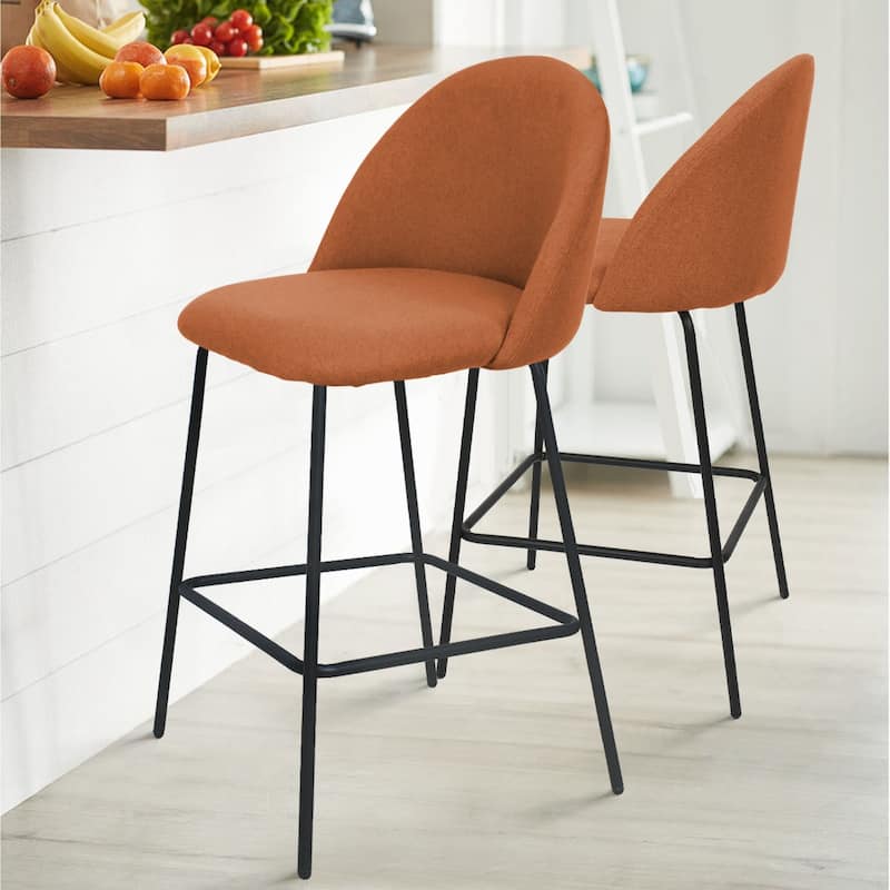 Nano Upholstered 25 inch Metal Frame Counter Stool (Set of 2) - 36"x19"x18" - Terra