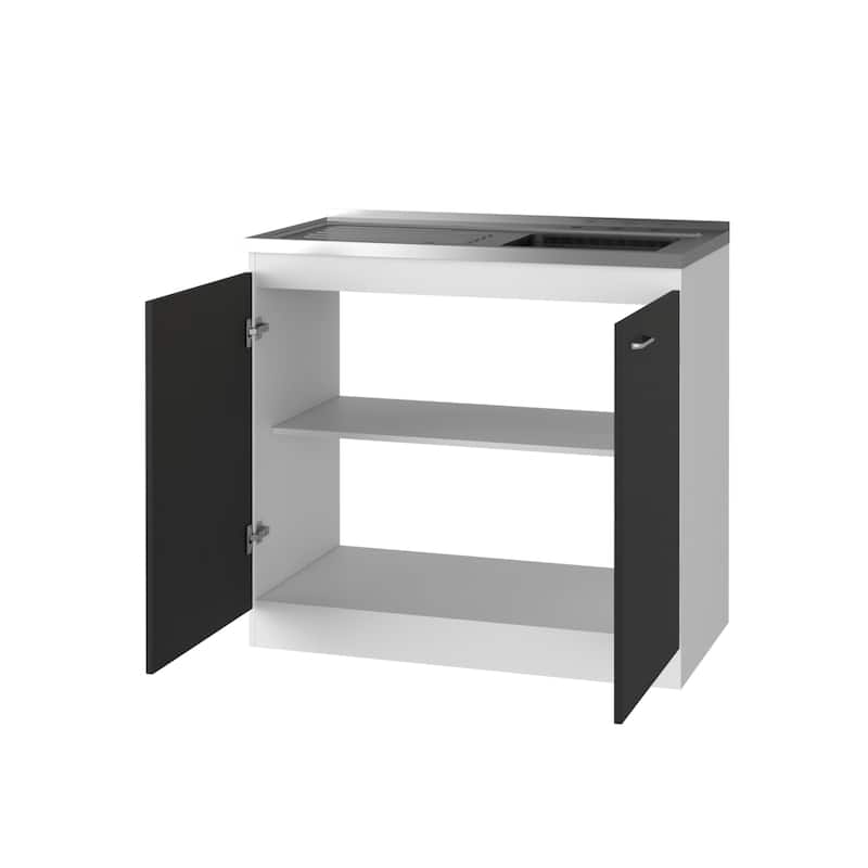 Oklahoma Utility Sink, Double Door Cabinet, Stainless Steel Countertop - Multi