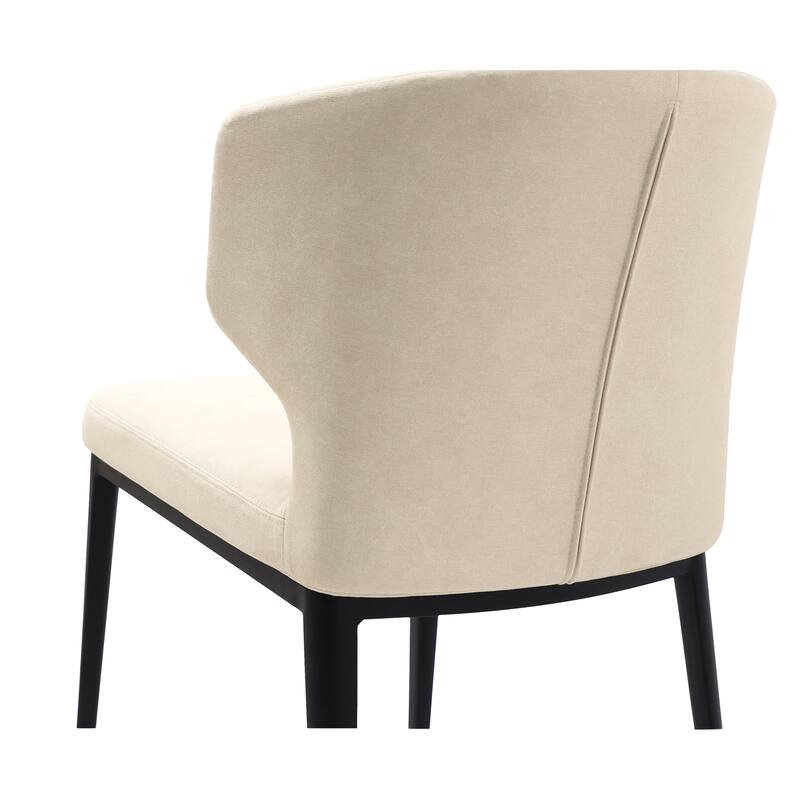 NADAAL STUDIOS Lyra Dining Chair, Barrel-Style Back, Iron Frame, Warm Beige Upholstery - Set of 2