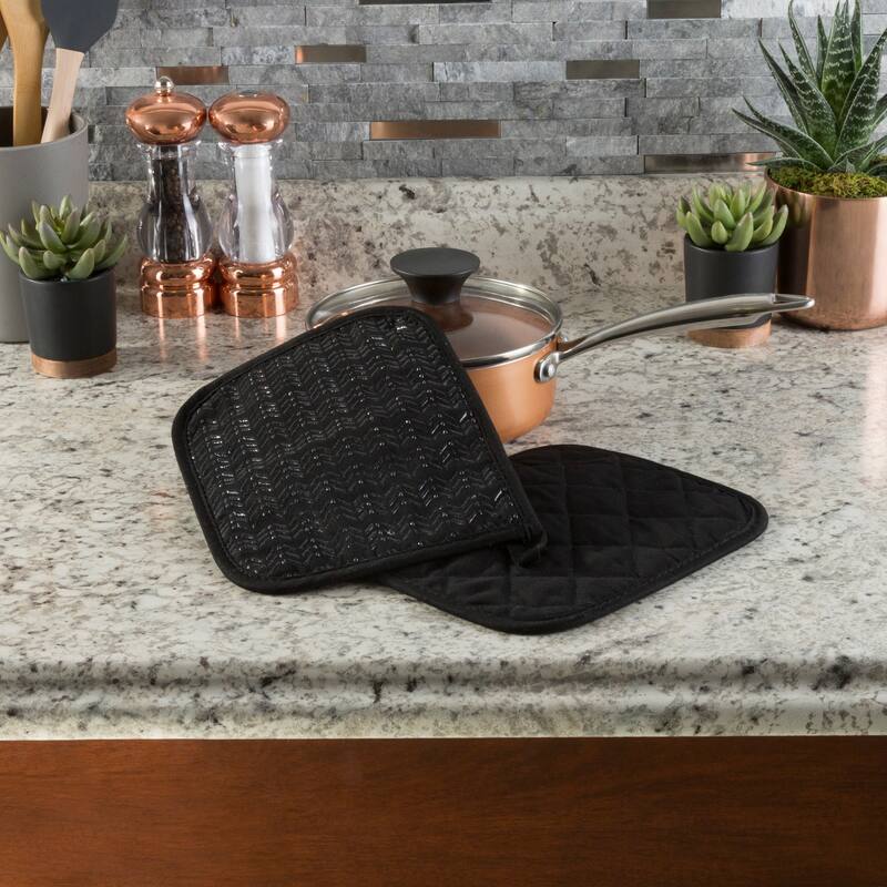 Pot Holder Set With Silicone Grip, Quilted And Heat Resistant (Set of 2) By Windsor Home