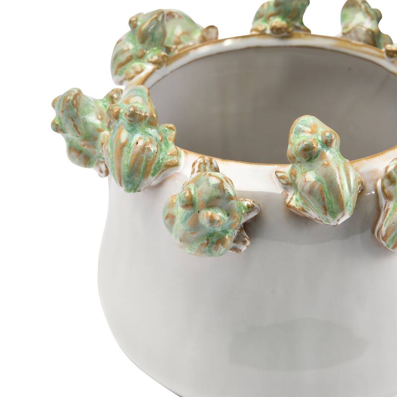Decorative Stoneware Planter on Rim