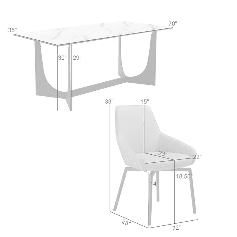 Esme Shilo Dining Set Taupe with Gray Faux Leather Chairs