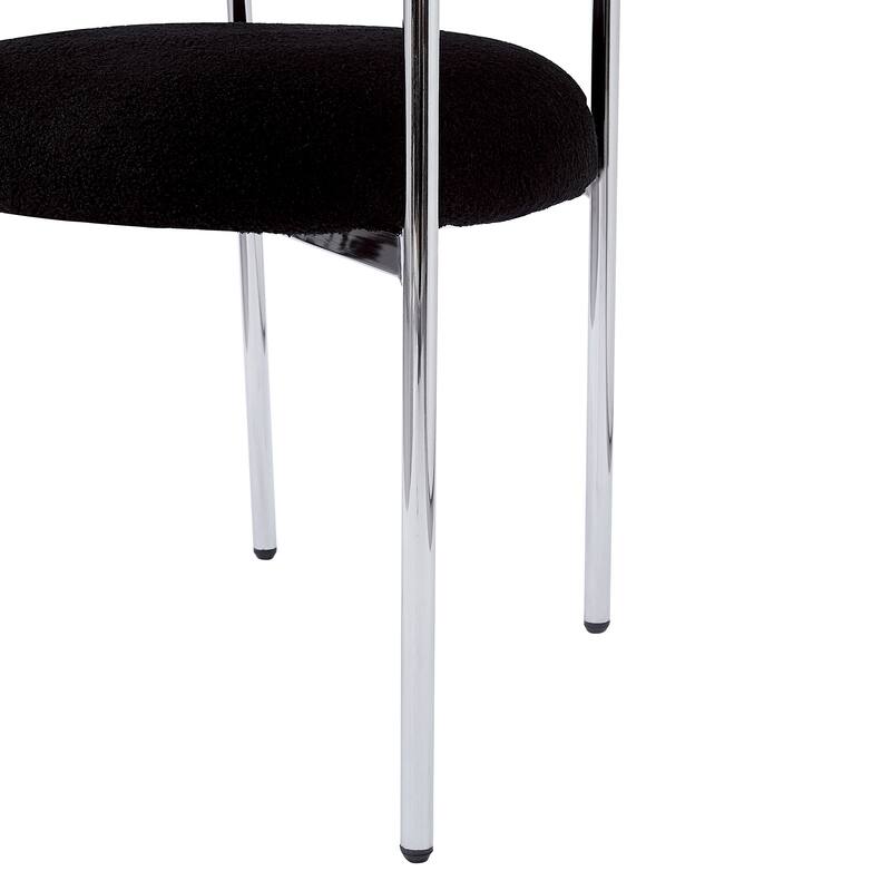 Modern Set of 2 Dining Chairs with Armrests, Padded Seat Backrest, Metal Legs for Dining Room Living Room and Café