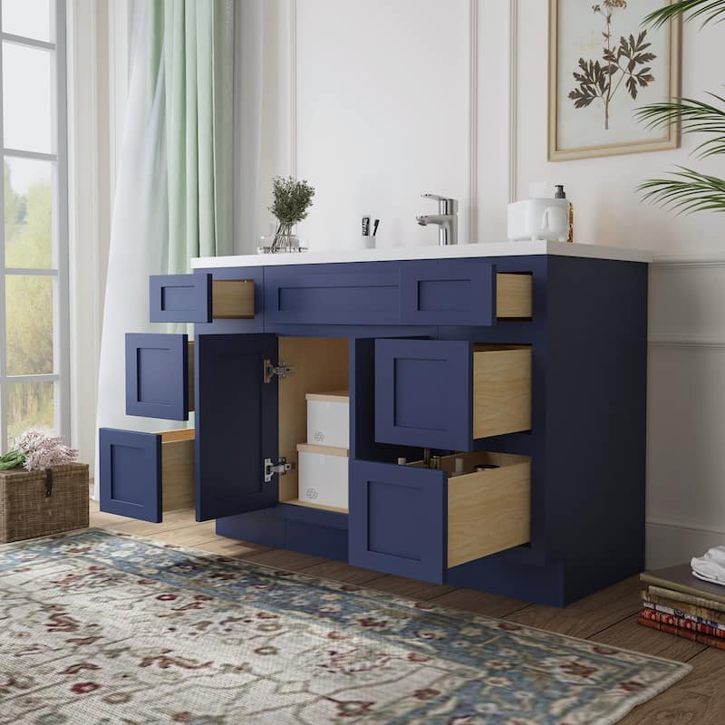 Vanity Art 48" Oak Freestanding Bathroom Vanity Cabinet without Top