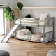 preview thumbnail 14 of 25, Twin Over Twin Bunk Bed with Built-in Slide and Ladder Grey