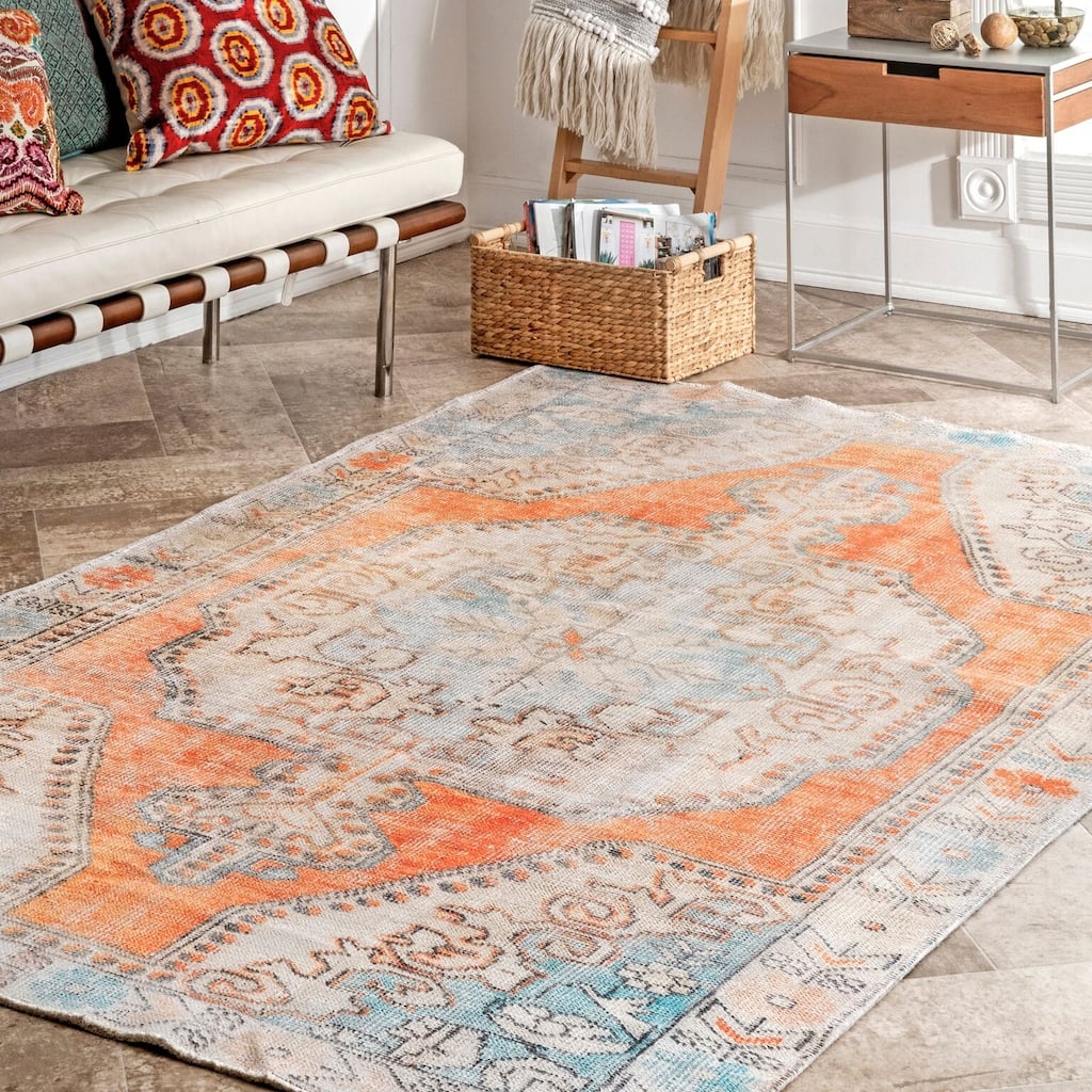 Nuloom Khloe SpinClean Printed Snowflake Medallion Flatweave Area Rug