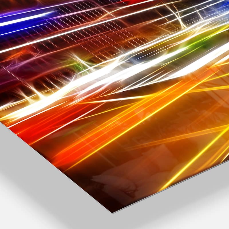 Designart 'High Speed Traffic Trails' Cityscape Digital Art Metal Wall Art