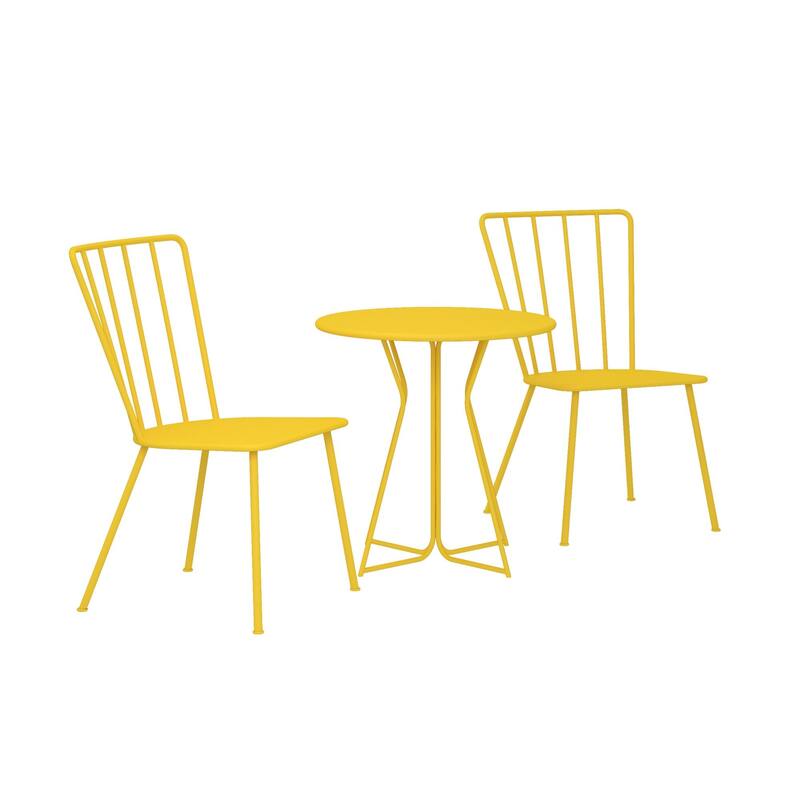 The Novogratz Poolside Collection Heidi 3 Piece Outdoor Bistro Set 3 Piece - Yellow