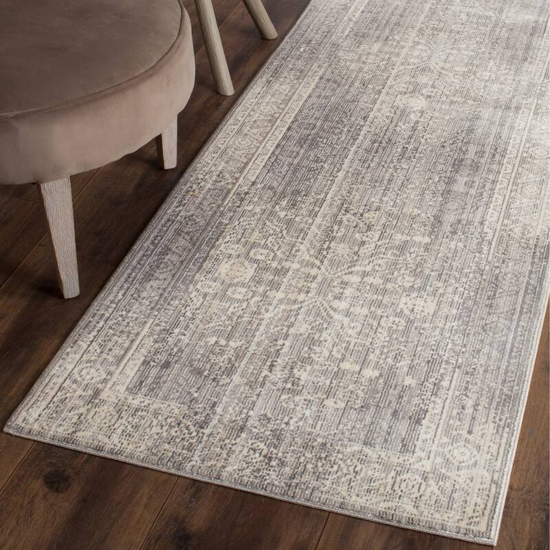 SAFAVIEH Valencia Kaari Distressed Vintage Boho Oriental Polyester Rug - 2'3" x 8' Runner - Mauve/Multi
